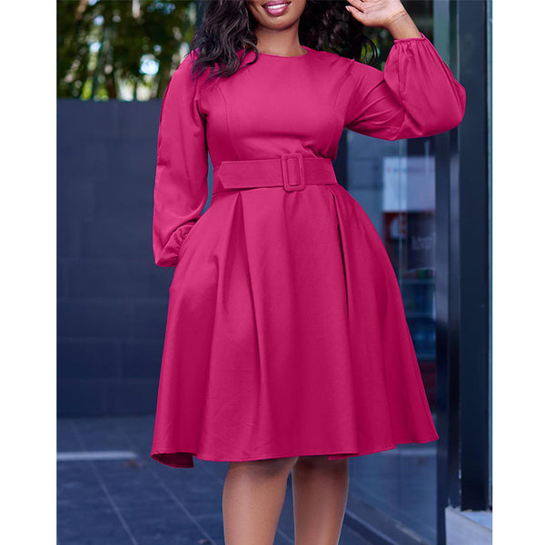 Round Neck Dress with Big Swing