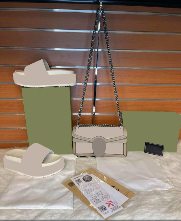 Beige Women's Summer Bag and Slippers Set(DP211)