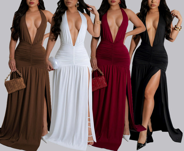 Halter Neck Open Back Dress