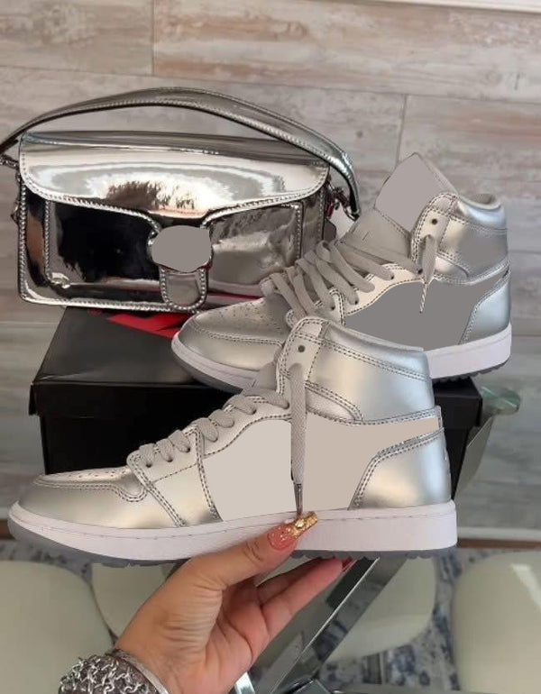 Silver Shoes & Bag Set