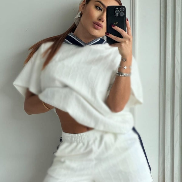 Hooded Short-sleeved Shorts Set