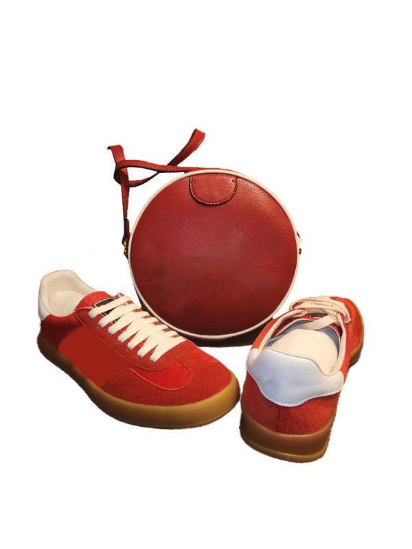 Red&White-Women Bag& Shoes Set