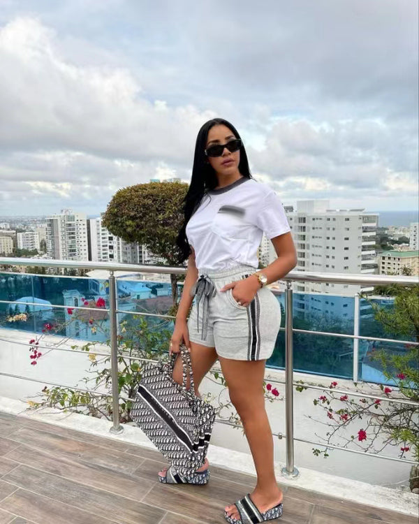 Printed Cotton Short Sleeve Shorts Set