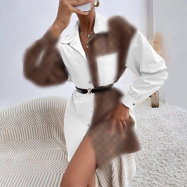 Printed Shirt Dress(no belt)