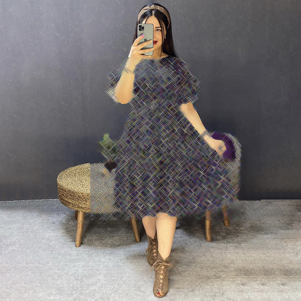 Patchwork Lace-up Dress