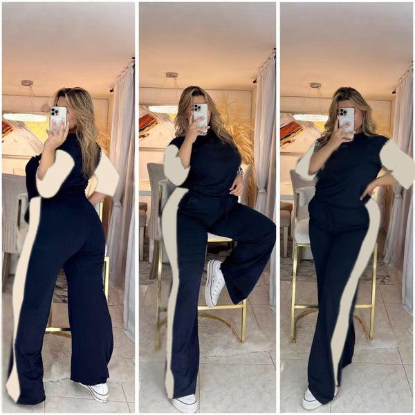 Printed Short-sleeved Trousers Plaid Suit