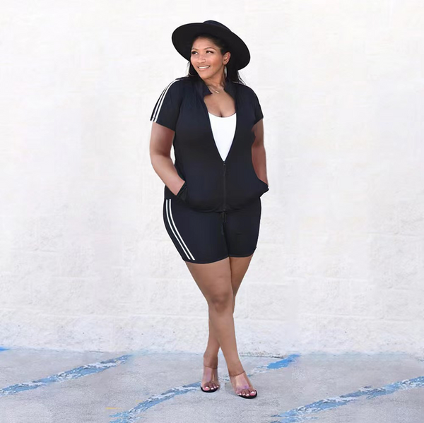 Printed Zip-up Tracksuit(Plus size)