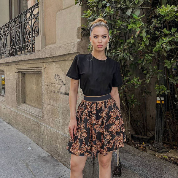 Short Sleeve + Printed Skirt