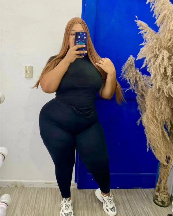 Printed Short Sleeve Pant Suit