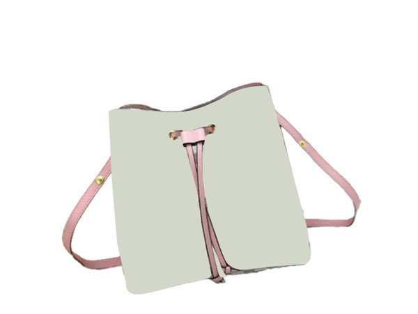 White Checkered Bucket Crossbody Bag