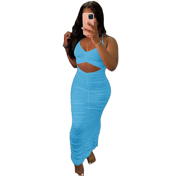 Solid Color Suspender Dress