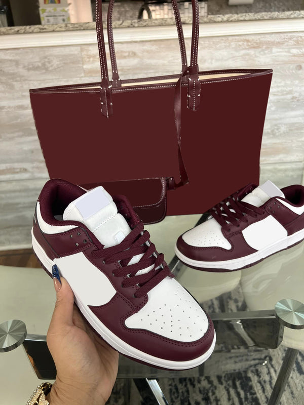 Burgundy Shoes & Bag Set