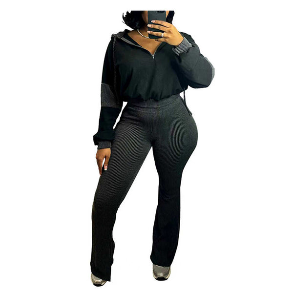 Hooded top and flared trousers