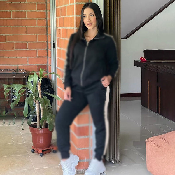 Embroidered Long-sleeved Trousers Suit