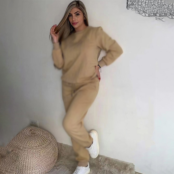 Embossed Long-sleeved Trousers Two-piece Suit