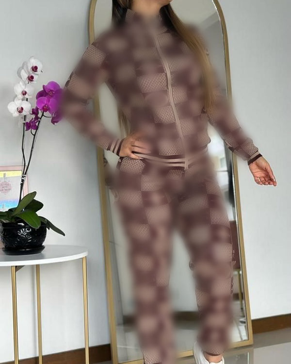 Fashion Casual Printed Two-piece Suit