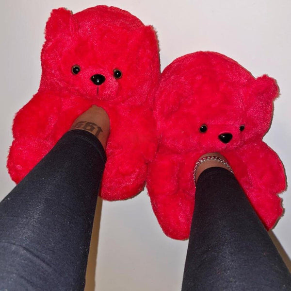 Lady teddy bear slippers