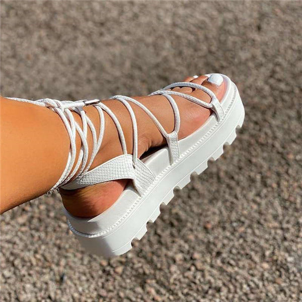 Solid Color Strappy Platform Sandals