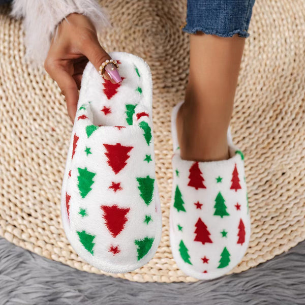 Christmas tree warm toe cap cotton slippers